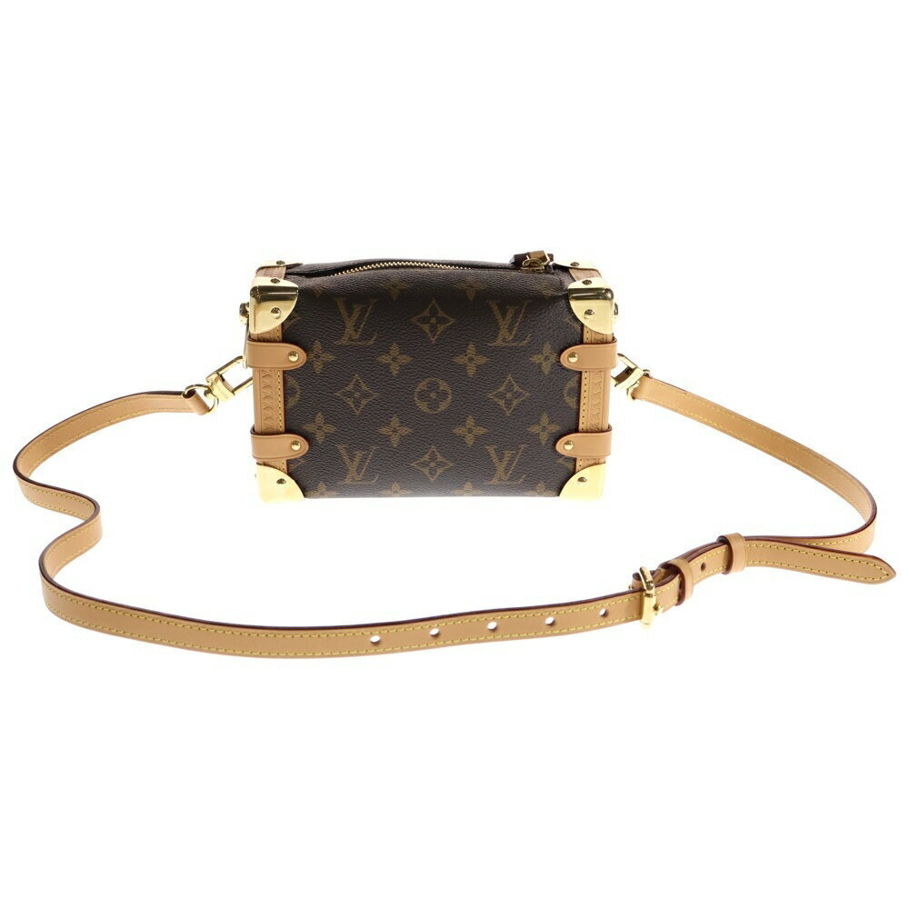 Louis Vuitton Side Leather Brown Trunk Monogram Handbag RED Brown